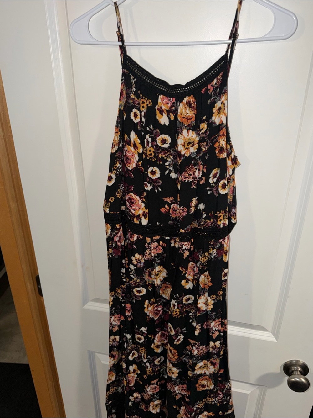 Eyeshadow Black Floral Maxi Dress with Spaghetti Straps